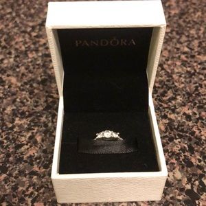 Pandora clear three stone ring - size 6
